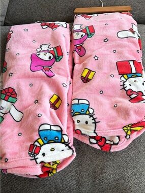 Two hello kitty baby blankets